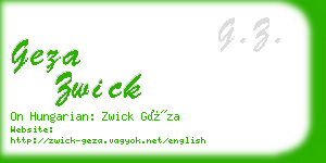 geza zwick business card